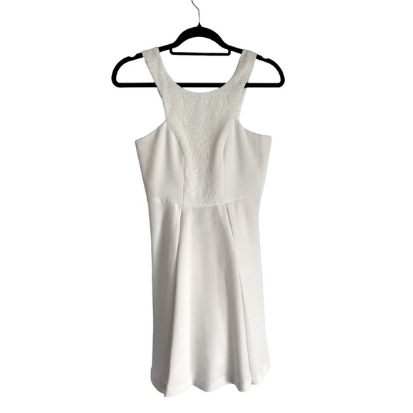 BCBGeneration Contrast Lace-Panel Dress- White/ Size 0 - Picture 4 of 9